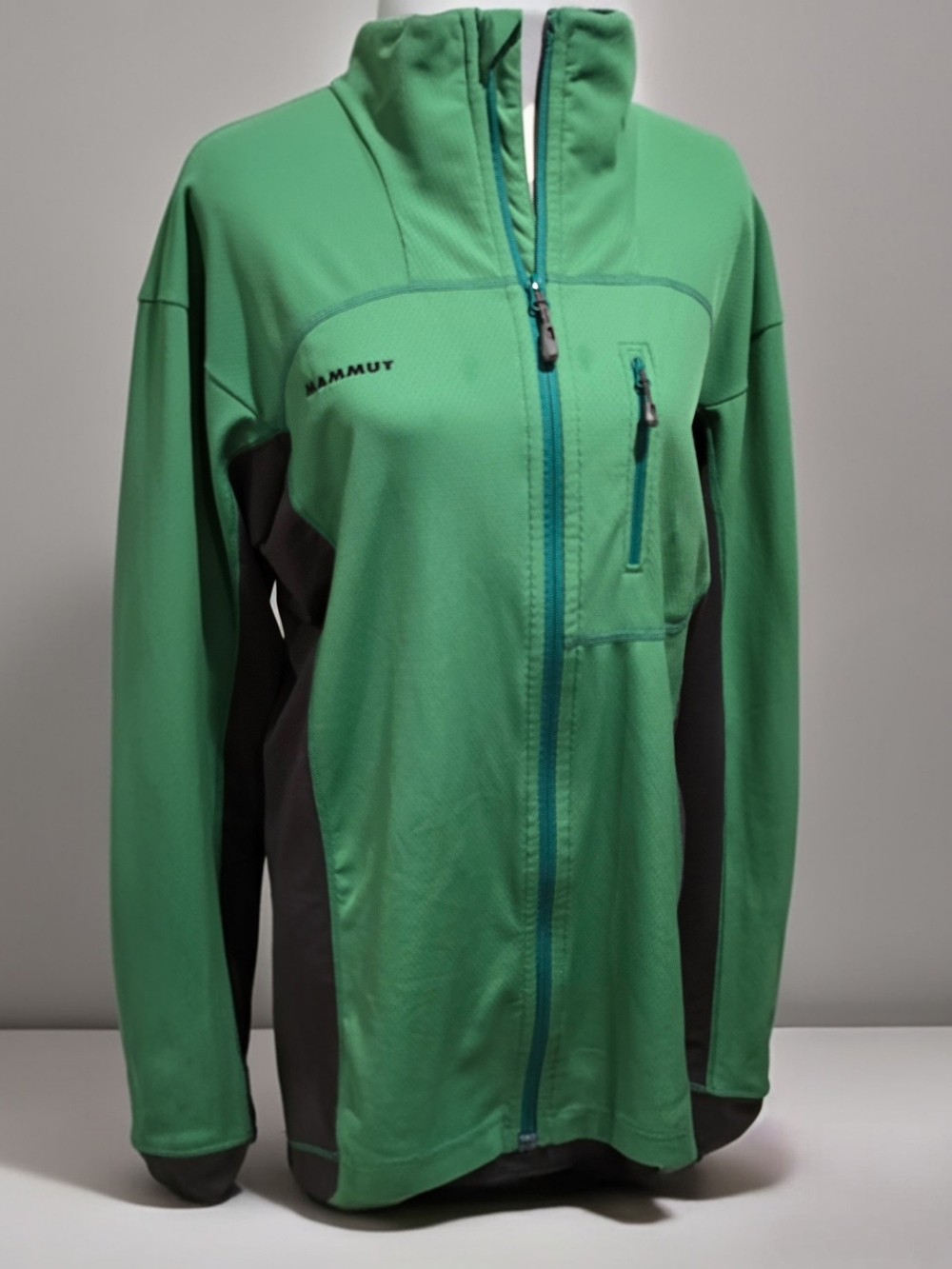 Mammut Mens Sahale Tech Jacket Stretch Green Full Zip Active Size XL Hiking.